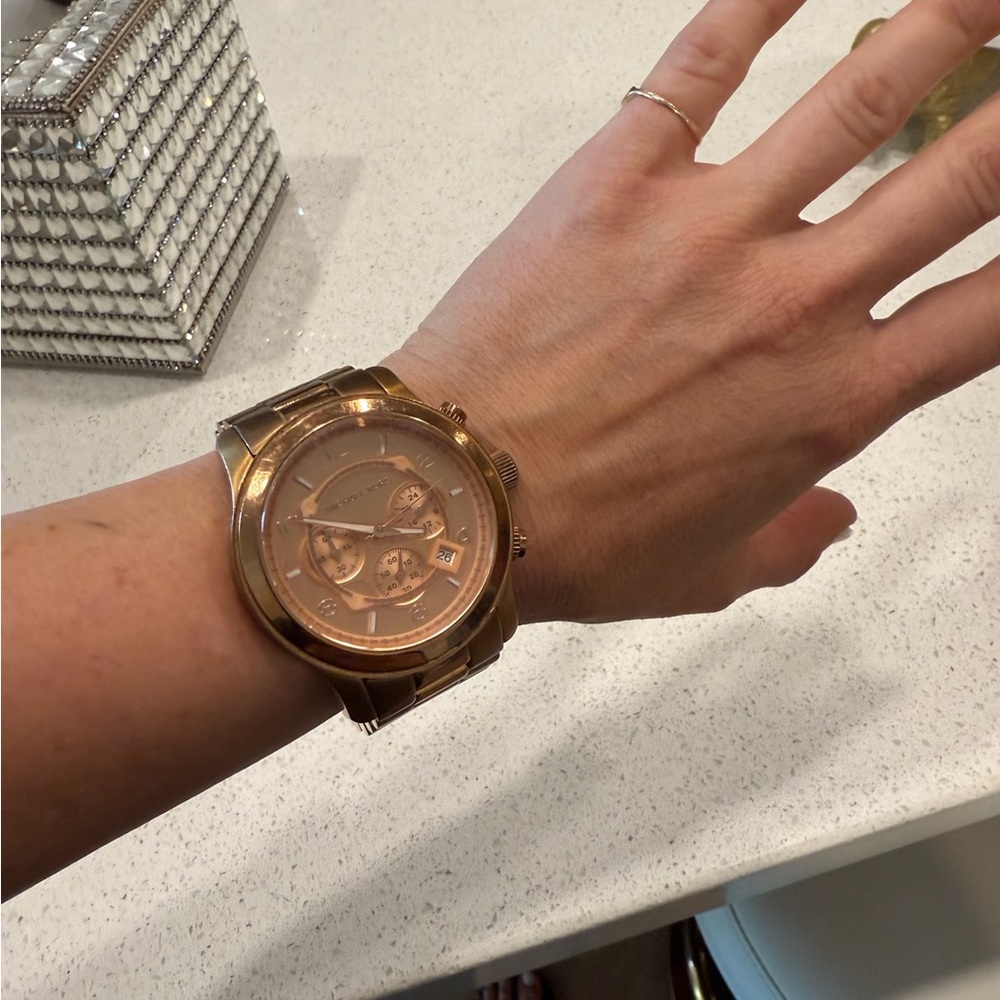 Oversized, Michael Kors, gold tone watch